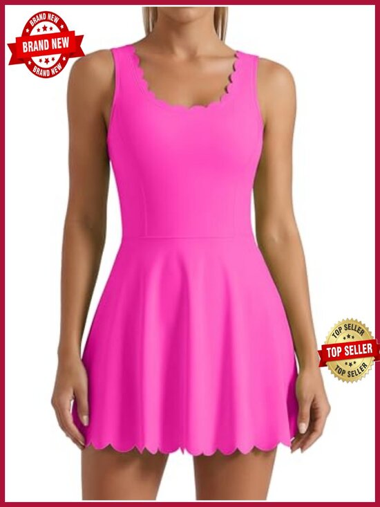 Dresses & Skirts - Tennis Dress with Shorts Pockets Removable Bra Sleeveless Pull On Athletic